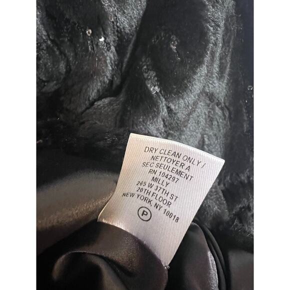 Milly Faux Fur Black Sequins Size LG Perfect For The Holidays - Picture 4 of 6